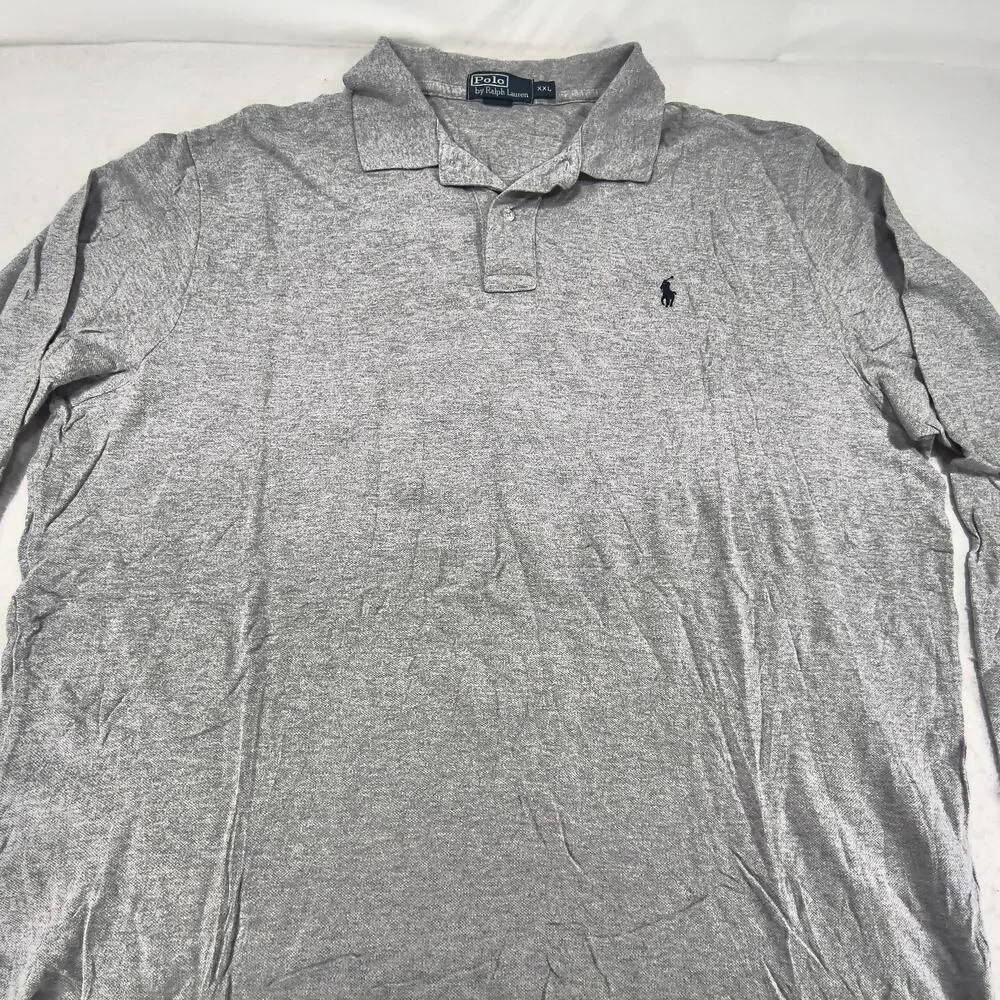 Polo by Ralph Lauren Collared Long Sleeve Polo Shirt Mens Size 2XL Gray